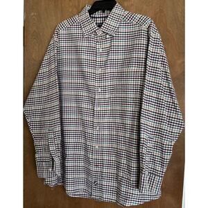 Cremeux Classic Men's Long Sleeve Chercked Button-Down Shirt 2XB 100% Cotton